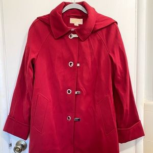 Michael Kors Deep Red Raincoat with Hood